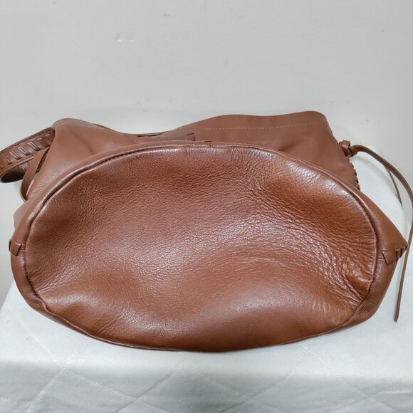 Kooba Limon Leather Woven Braided Accent Plaid Lined Hobo Shoulder Bag Brown - Picture 9 of 13